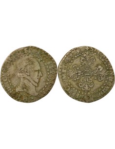 Henri III au Col Plat 1/4 franc Argent 1587 H La Rochelle