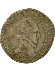 Henri III au Col Plat 1/4 franc Argent 1587 H La Rochelle 2