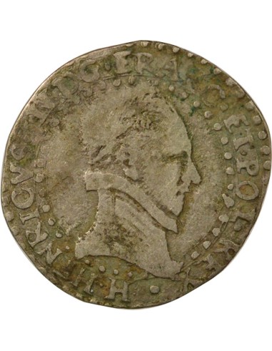 Henri III au Col Plat 1/4 franc Argent 1587 H La Rochelle