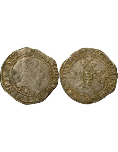 Henri III Au Col Plat 1 franc Argent 1582 L Bayonne