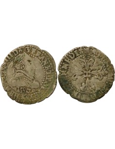 Henri III au Col Plat 1/4 franc Argent 1587 K Bordeaux