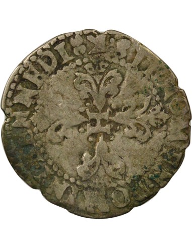 Henri III au Col Plat 1/4 franc Argent 1587 K Bordeaux