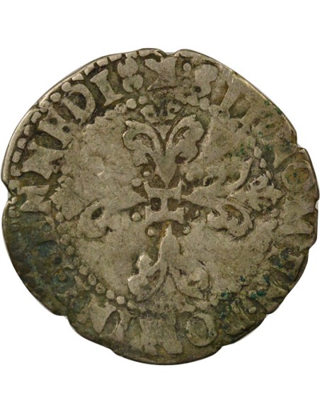 Henri III au Col Plat 1/4 franc Argent 1587 K Bordeaux