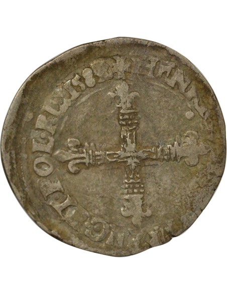 Henri III Croix de Face 1/8 écu Argent 1582 T Nantes