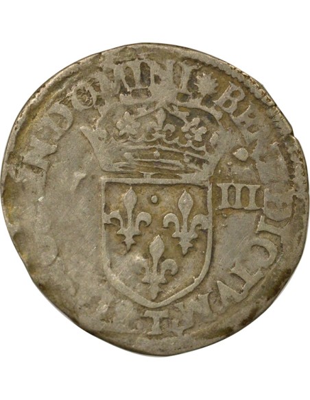 Henri III Croix de Face 1/8 écu Argent 1582 T Nantes