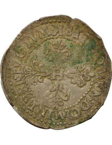Henri III Au Col Plat 1/2 franc Argent 1589 K Bordeaux