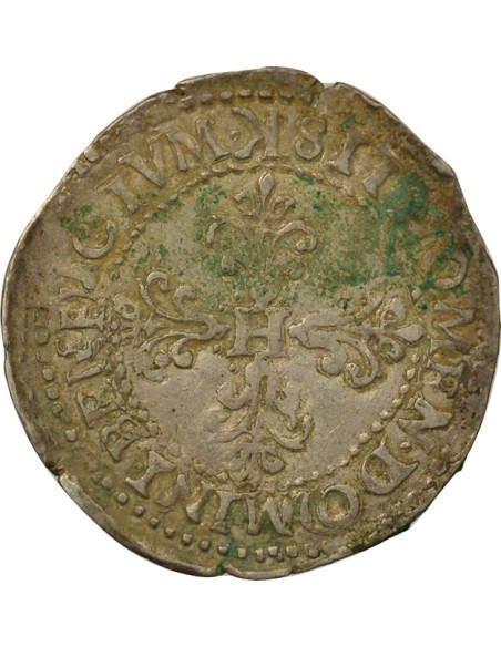 Henri III Au Col Plat 1/2 franc Argent 1589 K Bordeaux