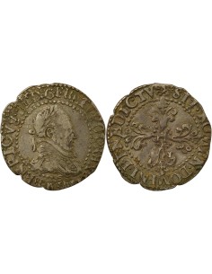 Henri III Au Col Plat 1/4 franc Argent 1587 K Bordeaux