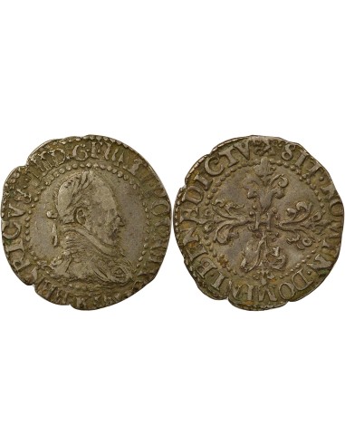 Henri III Au Col Plat 1/4 franc Argent 1587 K Bordeaux