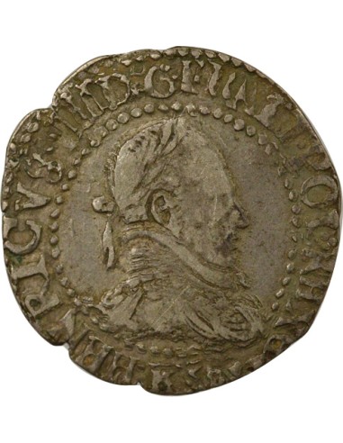Henri III Au Col Plat 1/4 franc Argent 1587 K Bordeaux