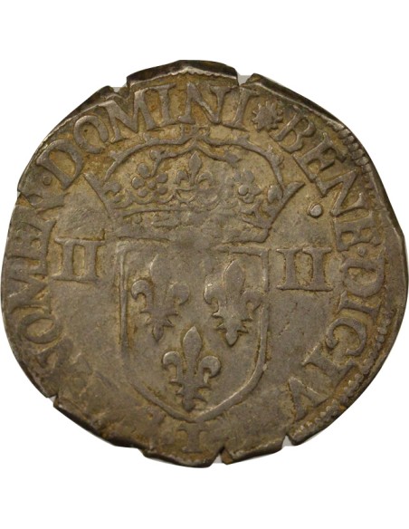 Henri III Croix de Face 1/4 écu Argent 1581 T Nantes