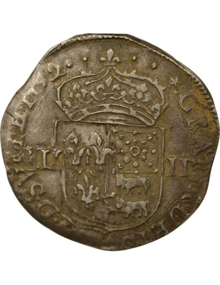 Henri IV - 1/4 Ecu Argent - 1592 Morlaàs 1/4 écu Argent 1592 F Morlaas