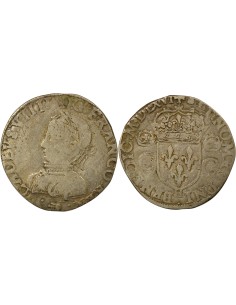 Henri II 2e Type 1 teston Argent 1566 H La Rochelle