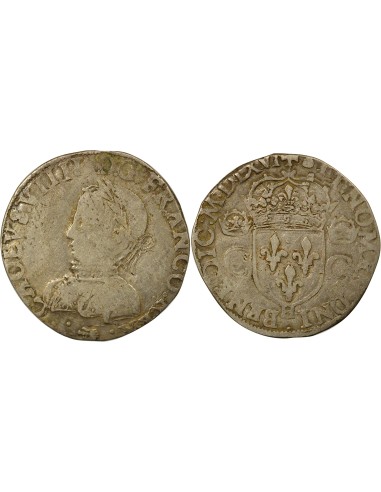 Henri II 2e Type 1 teston Argent 1566 H La Rochelle