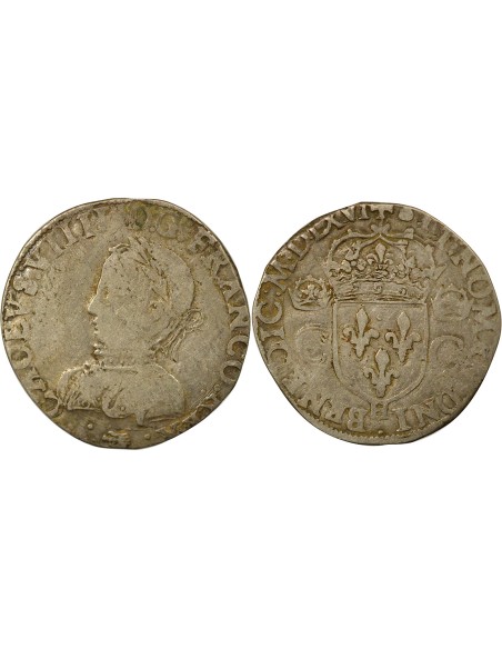 Henri II 2e Type 1 teston Argent 1566 H La Rochelle