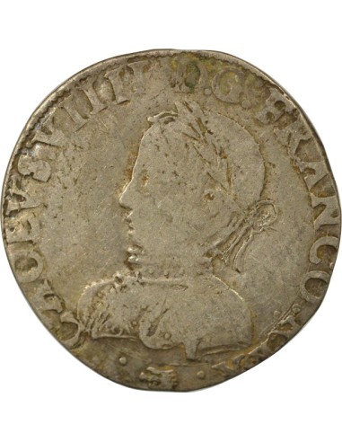 Henri II 2e Type 1 teston Argent 1566 H La Rochelle