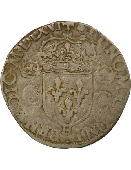 Henri II 2e Type 1 teston Argent 1566 H La Rochelle