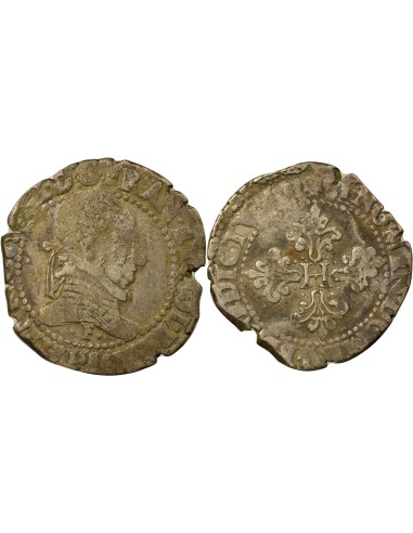Henri III Au Col Plat 1 franc Argent 1586 F Angers