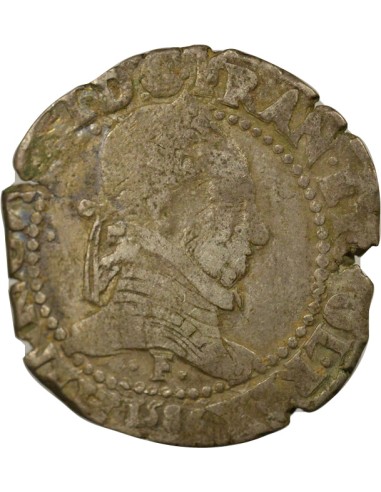 Henri III Au Col Plat 1 franc Argent 1586 F Angers