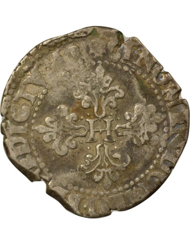 Henri III Au Col Plat 1 franc Argent 1586 F Angers