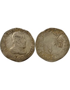 Henri III au Col Plat 1 teston Argent 1575-1576 T Nantes