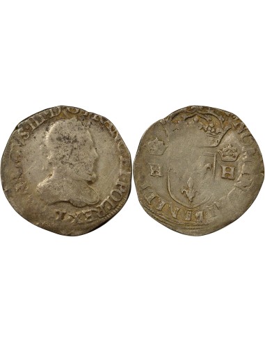 Henri III au Col Plat 1 teston Argent 1575-1576 T Nantes
