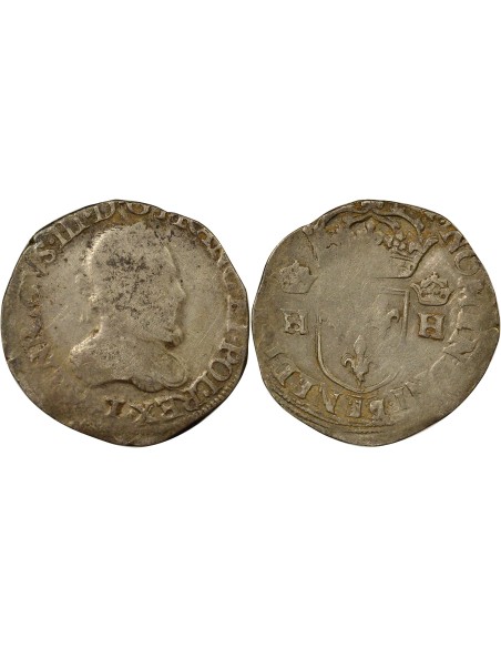 Henri III au Col Plat 1 teston Argent 1575-1576 T Nantes