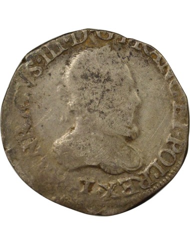 Henri III au Col Plat 1 teston Argent 1575-1576 T Nantes