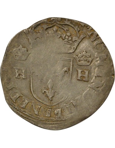 Henri III au Col Plat 1 teston Argent 1575-1576 T Nantes