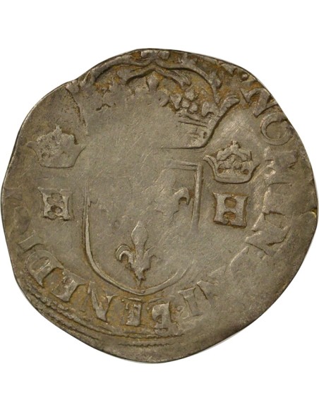 Henri III au Col Plat 1 teston Argent 1575-1576 T Nantes