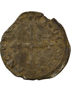 Charles X Cardinal de Bourbon Croix de Face 1/4 écu Argent 1581 T Nantes 2