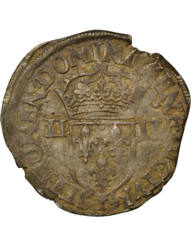 Charles X Cardinal de Bourbon Croix de Face 1/4 écu Argent 1581 T Nantes