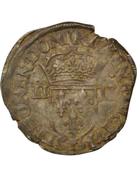 Charles X Cardinal de Bourbon Croix de Face 1/4 écu Argent 1581 T Nantes