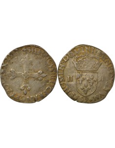 Henri III Croix de Face 1/4 écu Argent 1582 9 Rennes