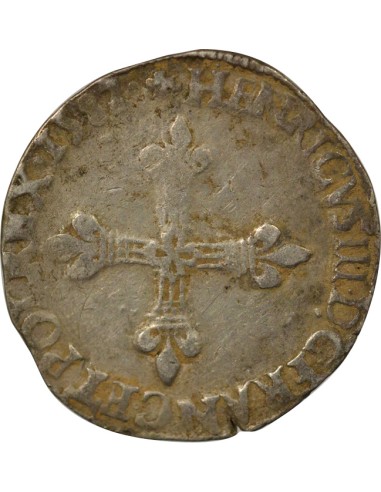 Henri III Croix de Face 1/4 écu Argent 1582 9 Rennes