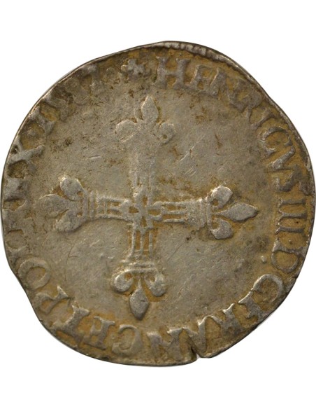 Henri III Croix de Face 1/4 écu Argent 1582 9 Rennes