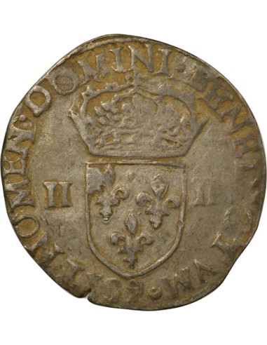 Henri III Croix de Face 1/4 écu Argent 1582 9 Rennes