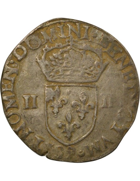 Henri III Croix de Face 1/4 écu Argent 1582 9 Rennes