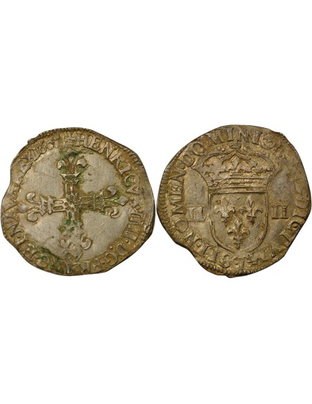 Henri IV - 1/4 Ecu Argent 1607 T Nantes - Croix feuillue