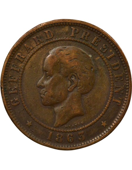Haïti Fabre Geffrard Fabre Geffrard - 20 Centimes - 1863 Heaton 20 centimes Bronze 1863 H Heaton