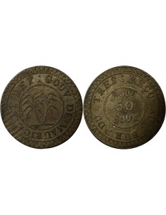 Ile Maurice 50 Sous Argent - 1822 Calcutta 50 sous Argent 1822 Calcutta