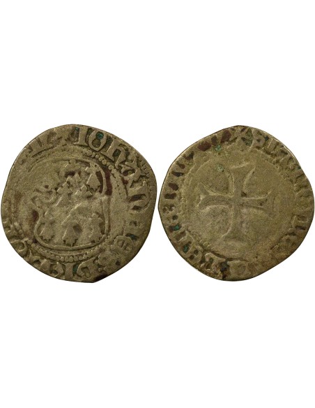 Duché de Bretagne Jean V dit le Sage à la Targe 1 blanc Billon 1434-1442 T Nantes