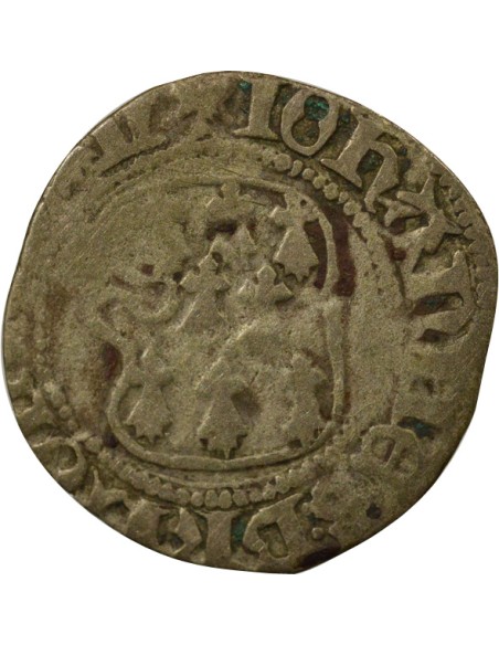 Duché de Bretagne Jean V dit le Sage à la Targe 1 blanc Billon 1434-1442 T Nantes