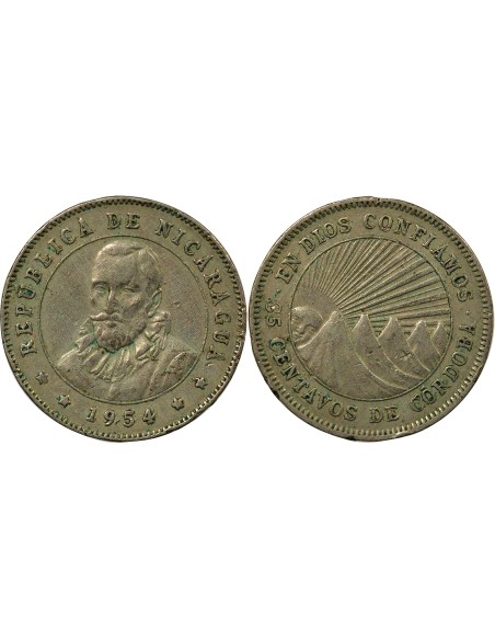 Nicaragua 25 Centavos - 1954 Londres 25 centavos Cuivre-Nickel 1954 Londres
