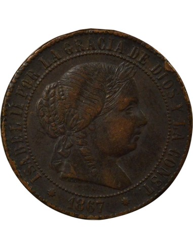 Reine Espagnol Isabelle II - 2 1/2 Centimos - 1867 Barcelone 2.5 centimes Bronze 1867 Barcelone
