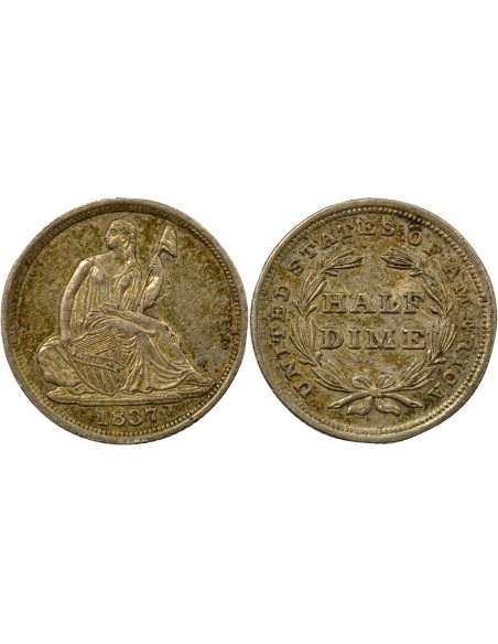 USA Liberté Assise 1/2 dime Argent 1837 Philadelphie