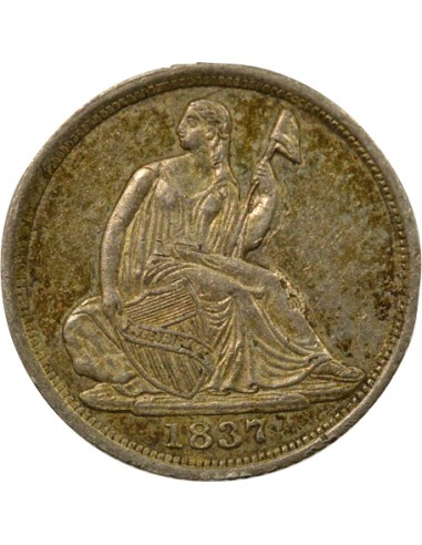 USA Liberté Assise 1/2 dime Argent 1837 Philadelphie