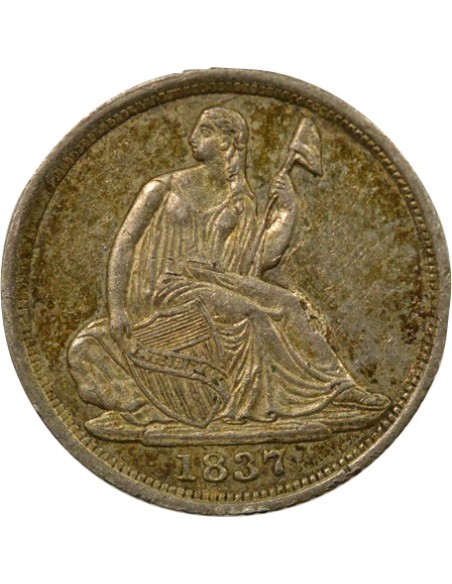 USA Liberté Assise 1/2 dime Argent 1837 Philadelphie