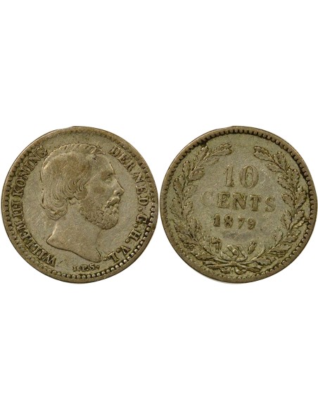 Pays-Bas Guillaume III des Pays-Bas Guillaume III - 10 Cents Argent - 1879 Utrecht 10 cents Argent 1879 Utrecht