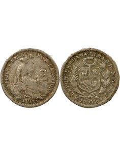 Pérou 1/2 Dinero Argent - 1902/0 Lima 1 dinero Argent 1902/0 BF Lima